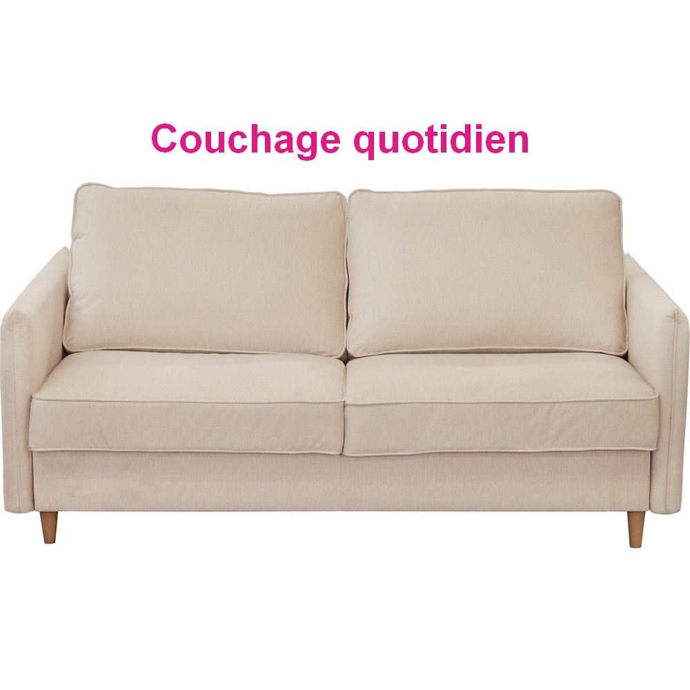 Canapé 3 places convertible en velours de luxe LISA, beige