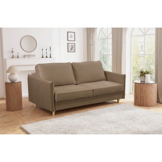 Canapé 3 places convertible en velours de luxe LISA, marron