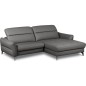 Canapé d'angle convertible en cuir italien luxe 5 places, MANZONI, coffre, gris foncé, angle droit Canapé d'angle convertible en cuir italien luxe 5 places, MANZONI, coffre, gris foncé, angle droit