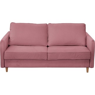 Canapé 3 places convertible en velours de luxe LISA, rose pale