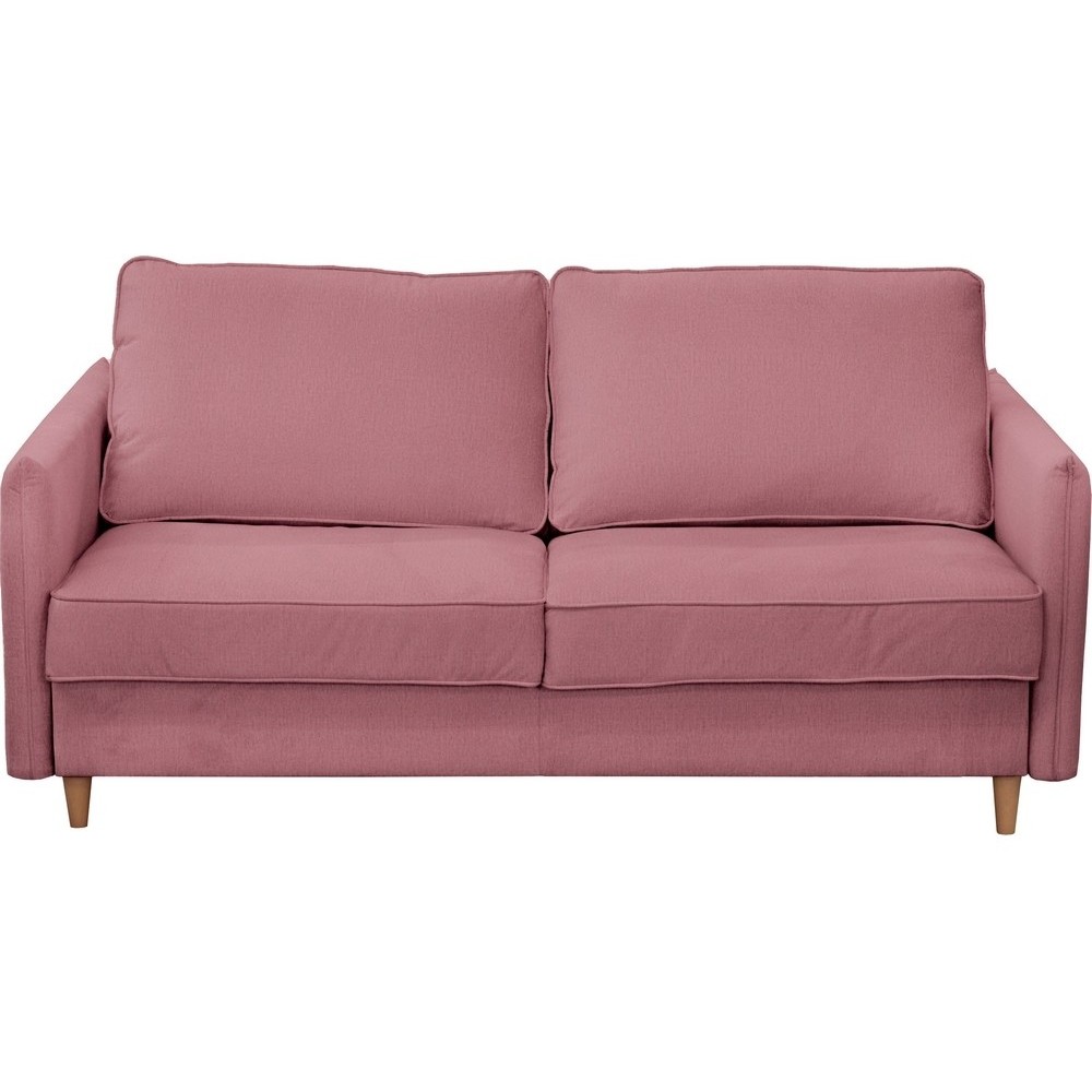 Canapé 3 places convertible en velours de luxe LISA, rose pale