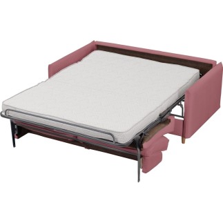 Canapé 3 places convertible en velours de luxe LISA, rose pale