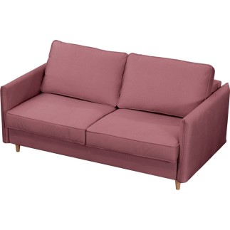 Canapé 3 places convertible en velours de luxe LISA, rose pale