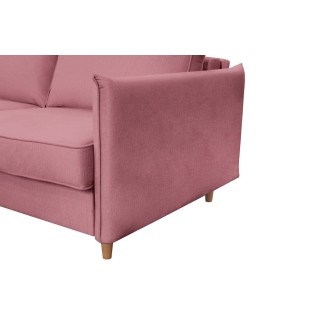 Canapé 3 places convertible en velours de luxe LISA, rose pale