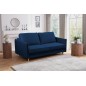 Canapé 3 places convertible en velours de luxe LISA, bleu foncé, usage quotidien