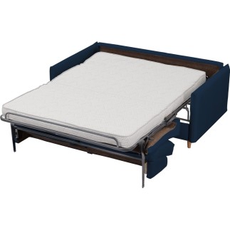 Canapé 3 places convertible en velours de luxe LISA, bleu foncé, usage quotidien