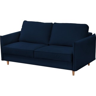 Canapé 3 places convertible en velours de luxe LISA, bleu foncé, usage quotidien