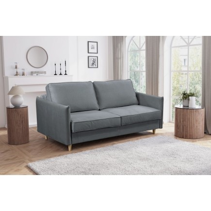 Canapé 3 places convertible en velours de luxe LISA, gris