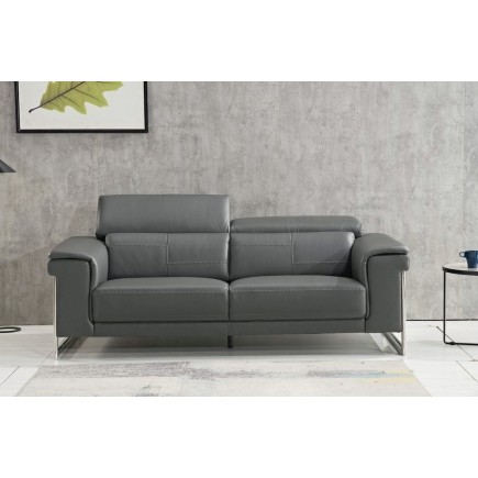 Ensemble Canapé 3 places et fauteuil en cuir italien buffle , BOLZANO, gris foncé