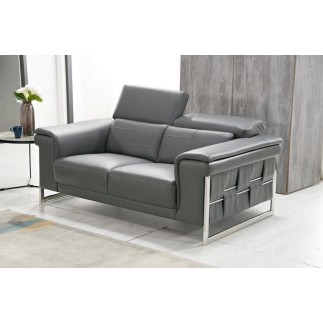 Ensemble Canapé 2 places et 1 fauteuil en cuir italien buffle , BOLZANO, gris foncé