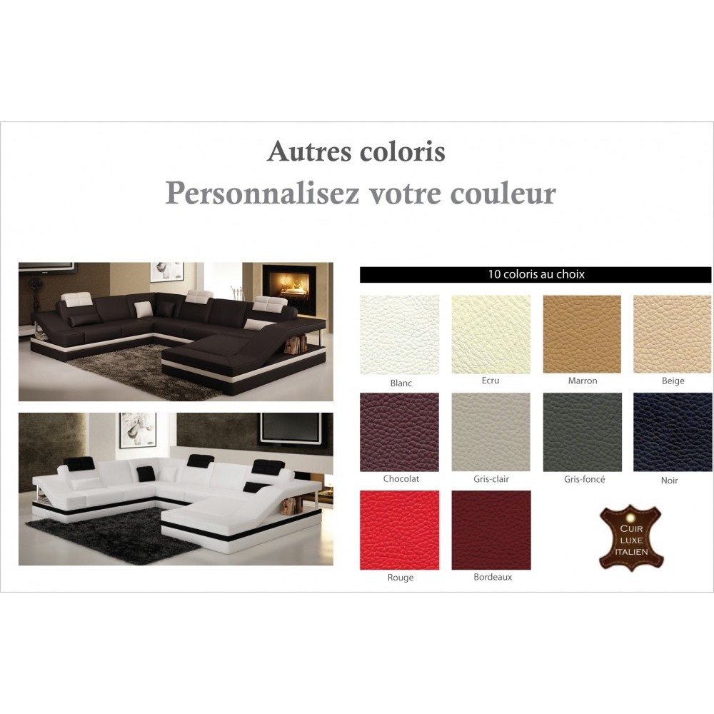 Canapé d'angle en cuir italien 8 places PERFECT, couleur personnalisée, angle gauche Canapé d'angle en cuir italien 8 places PERFECT, couleur personnalisée, angle gauche