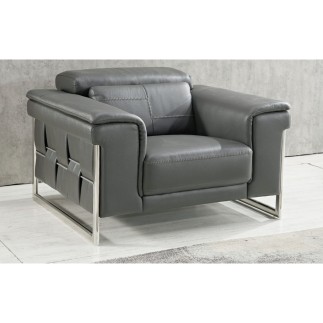 Ensemble Canapé 2 places et 1 fauteuil en cuir italien buffle , BOLZANO, gris foncé