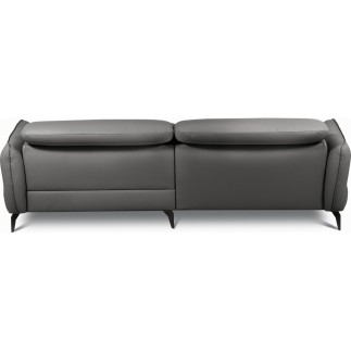 Canapé d'angle convertible en cuir italien luxe 5 places, MANZONI, coffre, gris foncé, angle droit