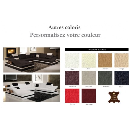 Canapé d'angle en cuir italien 8 places PERFECT, couleur personnalisée