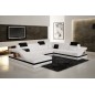 Canapé d'angle en cuir italien 8 places PERFECT, blanc et noir, angle droit