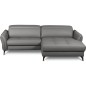 Canapé d'angle convertible en cuir italien luxe 5 places, MANZONI, coffre, gris foncé, angle droit Canapé d'angle convertible en cuir italien luxe 5 places, MANZONI, coffre, gris foncé, angle droit