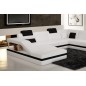 Canapé d'angle en cuir italien 8 places PERFECT, blanc et noir, angle droit