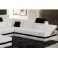 Canapé d'angle en cuir italien 8 places PERFECT, blanc et noir, angle droit