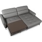 Canapé d'angle convertible en cuir italien luxe 5 places, MANZONI, coffre, gris foncé, angle droit Canapé d'angle convertible en cuir italien luxe 5 places, MANZONI, coffre, gris foncé, angle droit