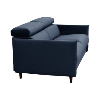 Canapé 3 places convertible en velours de luxe LOIC, bleu foncé