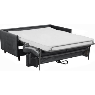 Canapé 3 places convertible en velours de luxe LOIC, gris foncé
