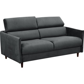 Canapé 3 places convertible en velours de luxe LOIC, gris foncé
