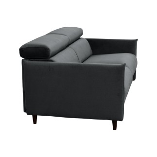 Canapé 3 places convertible en velours de luxe LOIC, gris foncé