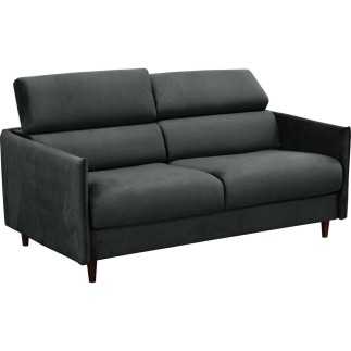 Canapé 3 places convertible en velours de luxe LOIC, Gris anthracite