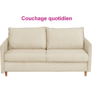 Canapé 3 places convertible en velours de luxe SANREMO, couchage quotidien, beige