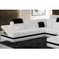 Canapé d'angle en cuir italien 8 places PERFECT, blanc et noir, angle gauche Canapé d'angle en cuir italien 8 places PERFECT, blanc et noir, angle gauche