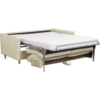 Canapé 3 places convertible en velours de luxe SANREMO, couchage quotidien, beige