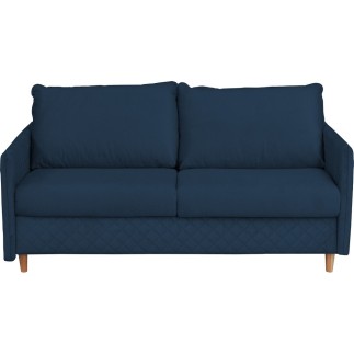 Canapé 3 places convertible en velours de luxe SANREMO, couchage quotidien, bleu foncé