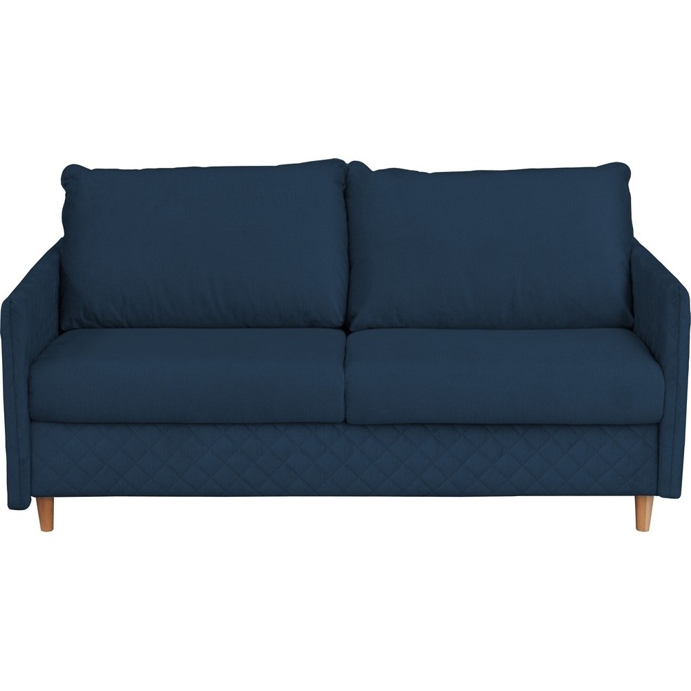 Canapé 3 places convertible en velours de luxe SANREMO, couchage quotidien, bleu foncé