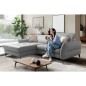 Canapé d'angle convertible en cuir italien luxe 5 places, MANZONI, coffre, gris clair, angle gauche Canapé d'angle convertible en cuir italien luxe 5 places, MANZONI, coffre, gris clair, angle gauche