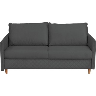 Canapé 3 places convertible en velours de luxe SANREMO, couchage quotidien, gris foncé