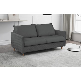 Canapé 3 places convertible en velours de luxe SANREMO, couchage quotidien, gris foncé