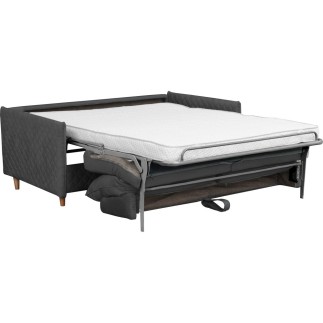Canapé 3 places convertible en velours de luxe SANREMO, couchage quotidien, gris foncé