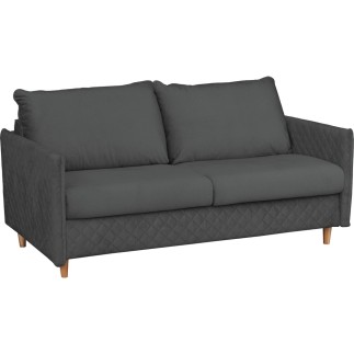Canapé 3 places convertible en velours de luxe SANREMO, couchage quotidien, gris foncé