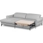 Canapé d'angle convertible en cuir italien luxe 5 places, MANZONI, coffre, gris clair, angle gauche Canapé d'angle convertible en cuir italien luxe 5 places, MANZONI, coffre, gris clair, angle gauche