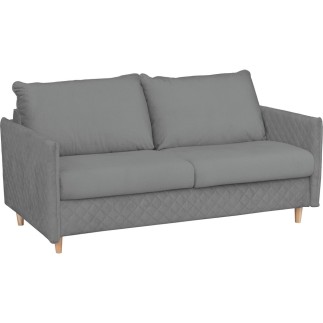 Canapé 3 places convertible en velours de luxe SANREMO, couchage quotidien, gris