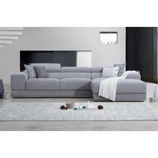 Canapé d'angle BRINDISI en tissu haut de gamme, 5 places, gris