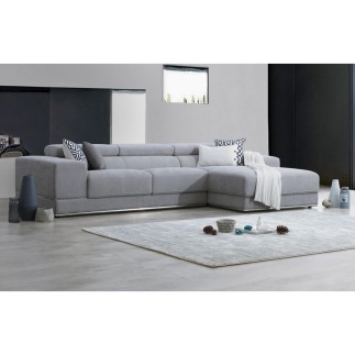 Canapé d'angle BRINDISI en tissu haut de gamme, 5 places, gris, angle droit