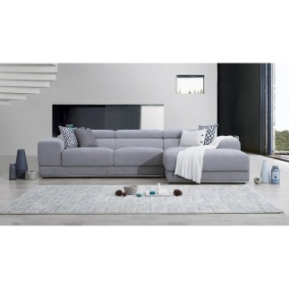 Canapé d'angle BRINDISI en tissu haut de gamme, 5 places, gris