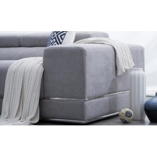 Canapé d'angle BRINDISI en tissu haut de gamme, 5 places, gris