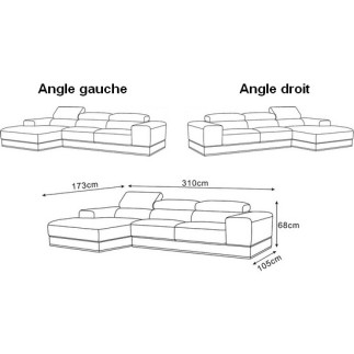 Canapé d'angle BRINDISI en tissu haut de gamme, 5 places, gris