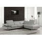 Canapé d'angle, en cuir italien 5/6 places GUCI, gris clair angle droit