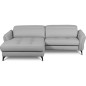 Canapé d'angle convertible en cuir italien luxe 5 places, MANZONI, coffre, gris clair, angle gauche Canapé d'angle convertible en cuir italien luxe 5 places, MANZONI, coffre, gris clair, angle gauche