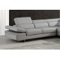 Canapé d'angle, en cuir italien 5/6 places GUCI, gris clair angle droit