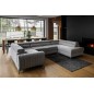 - Canapé d'angle convertible, LOUCA VELOURS Luxe, 7/8 places, gris , accoudoir gauche (vu de face)