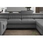 - Canapé d'angle convertible, LOUCA VELOURS Luxe, 7/8 places, gris , accoudoir gauche (vu de face)